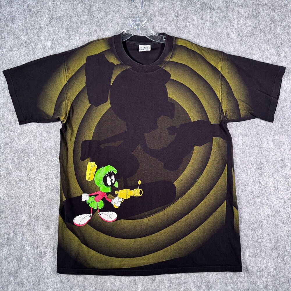 Vintage 1992 Marvin The Martian Looney Tunes Shadow Shirt Wild Oats Size XL AOP